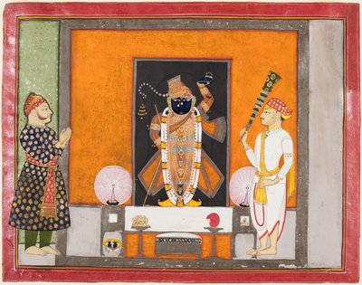 Raja Ram Singh uctívá Krišnu jako Brij Nathji ženich, c. 1820. od Unbekannt