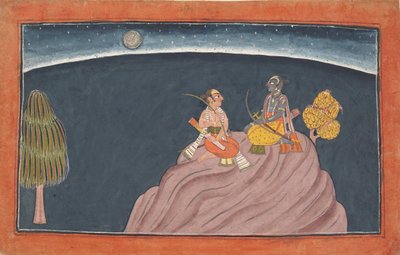 Ráma a Lakšmana na hoře Pavarasana: Folio ze série Shangri Ramayana..., c1690-1710. od Unbekannt
