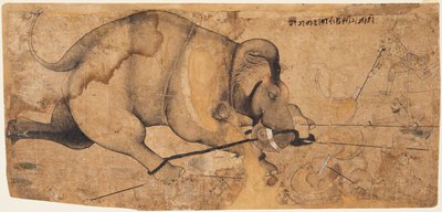 Rao Ram Singhs Elephant Gone Amok, c. 1700. od Unbekannt