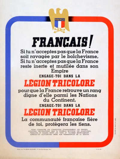 Náborový plakát pro Vichy French Legion Tricolore, 1942 od Unbekannt