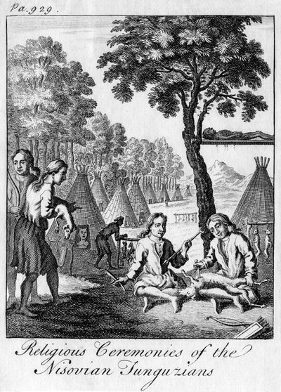 Náboženské obřady nisovských Tunguzů, c1748 od Unbekannt