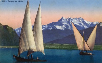 Rhone Alpes, Haute Savoie (74): lodě na jezeře Leman (Ženevské jezero) – pohlednice z roku 1938 od Unbekannt