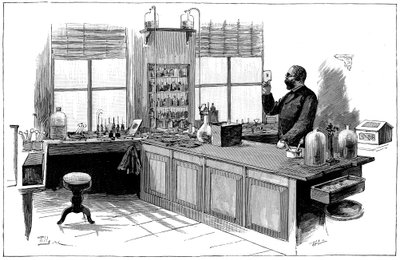Robert Koch 1843-1910, německý bakteriolog a lékař ve své laboratoři od Unbekannt