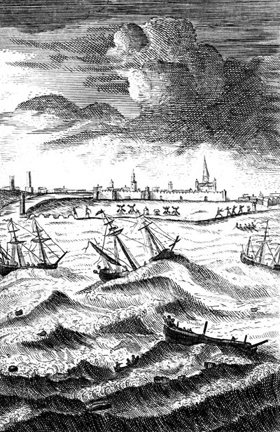 Robinson Crusoe ztroskotal v Yarmouthu, c1719 od Unbekannt