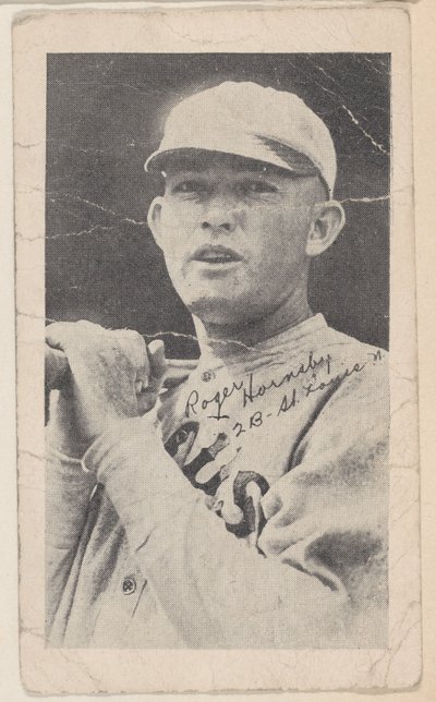 Rogers Hornsby, 2 B - St. Louis N., od Baseball strip cards W575-2, ca. 1921-22. od Unbekannt