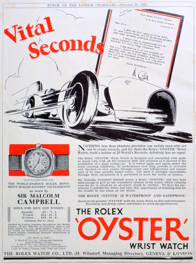 Reklama na náramkové hodinky Rolex Oyster, 1931 od Unbekannt