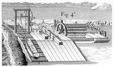 Válcový most nebo nakloněná rovina pro přepravu plavidel z jedné úrovně kanálu do druhé, 1737 od Unbekannt