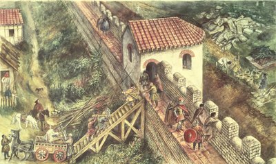 Římská bašta na městských hradbách, Londýn, 4. století od Unbekannt