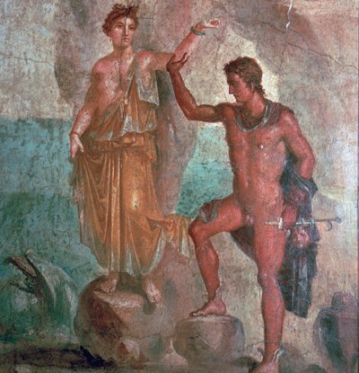 Římská nástěnná malba z Domu Dioscurů v Pompejích, 1. století od Unbekannt