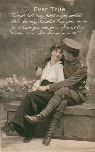 Romantická pohlednice s vojákem a jeho milou, c1914-18 od Unbekannt