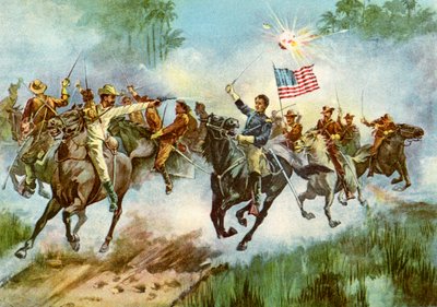 Drsní jezdci razí španělskou základnu, Kuba, španělsko-americká válka, 1898 od Unbekannt