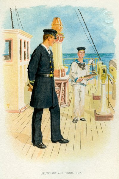 Poručík Royal Navy a signální chlapec, c1890-c1893 od Unbekannt