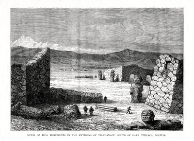 Ruiny památek Inků v okolí Tiahuanacu, jižně od jezera Titicaca, Bolívie, 1877 od Unbekannt