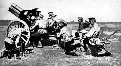 Ruská houfnice při cvičné palbě, první světová válka, 1914 od Unbekannt