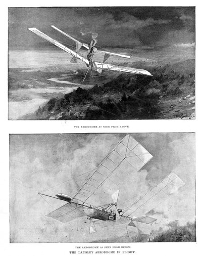 Parní model letadla SP Langleys Aerodrome při pohledu shora a zdola, 1902 od Unbekannt