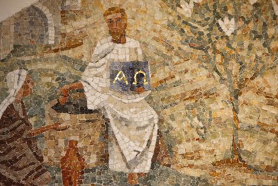 Bazilika opatství Saint-Maurice, Mozaika Madeleine DienerJežíše a Samaritána u Jákobovy studny, Saint-Maurice, Suisse od Unbekannt