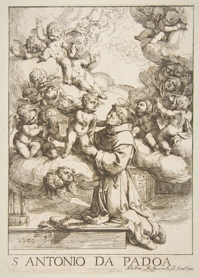 Svatý Antonín z Padovy adorující Ježíše Krista, opis podle Cantariniho, 1640. od Unbekannt
