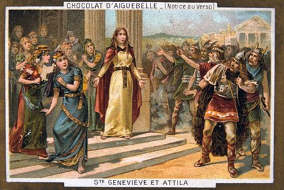 Svatá Genevieve a Attila, c451 našeho letopočtu, 19. století od Unbekannt