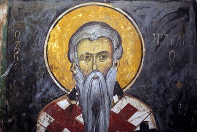 Saint Iraklion (Heraklion) Byzantská freska z kláštera Agios Ioannis Lampadistis, Saint John Lampadistis Kypr 11. století Malované kostely UNESCO Troodos, Kypr od Unbekannt