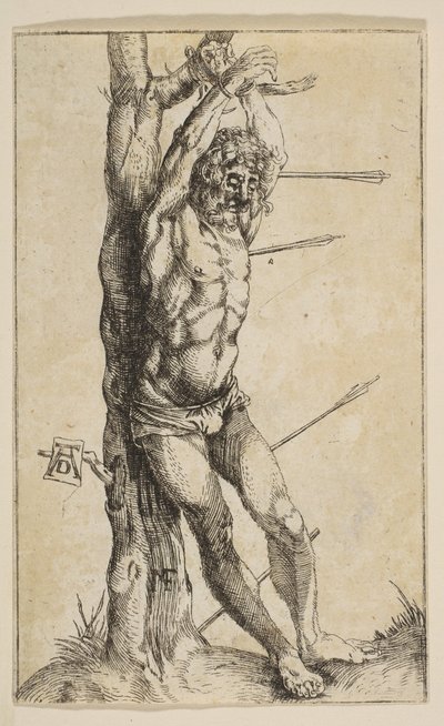 Saint Sebastian Tied to a Tree reverzní kopie.n.d. od Unbekannt