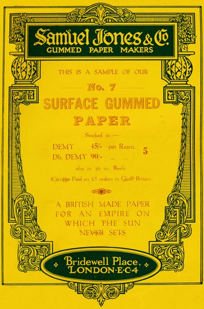 Reklama Samuel Jones & Company Gummed Paper Makers, 1919 od Unbekannt
