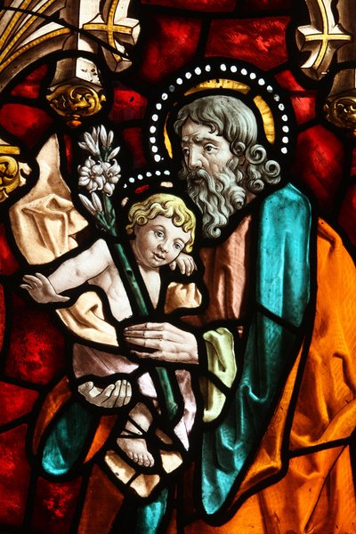 Kostel San Jeronimo. Vitráže. Josef a Ježíš., Madrid Španělsko od Unbekannt