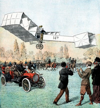 Santos-Dumont uskutečnil první let motorového letadla v Evropě, Paříž, 1906 od Unbekannt