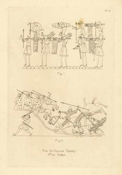Saský a normanský vojenský kostým z Bayeux Tapestry od Unbekannt