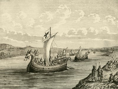 Scandinavian Vessels Ascending A River, 1890. od Unbekannt