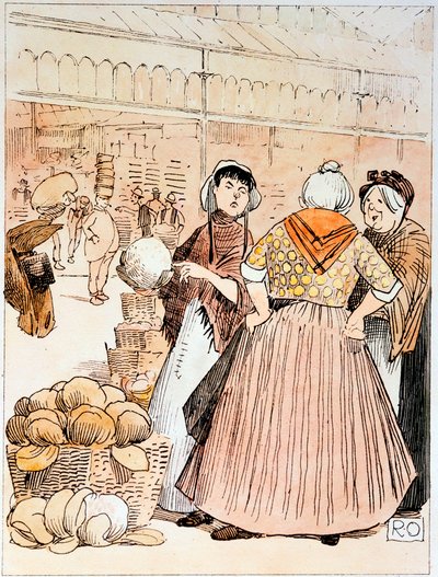 Scéna na trhu ovoce a zeleniny v Covent Garden, Londýn, počátek 20. století od Unbekannt