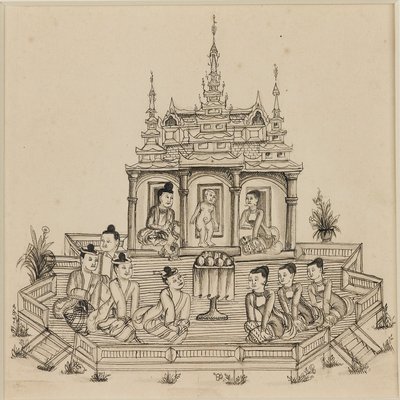 Scéna z Vessantara Jataka, c1880 od Unbekannt