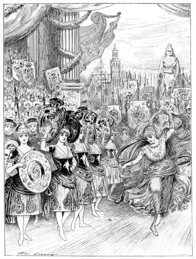 Scéna z pantomimy The Forty Thieves v Dury Lane Theatre, Londýn, 1887 od Unbekannt