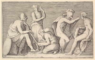 Scene of Sacrifice with Warrior Killing Ram and Four Other Figures, publikované ca. 1599-1622. od Unbekannt