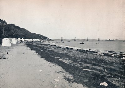 Výhled na moře – pláž na koupání a visuté molo, 1895 od Unbekannt