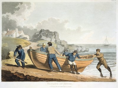 Námořníci táhnoucí člun ze slinku na břeh, 1821 od Unbekannt