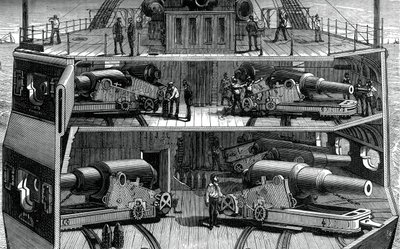 Řez baterií v železné fregatě Alexandra, c1880 od Unbekannt