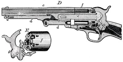 Pohled v řezu na revolver Colt, c1880 od Unbekannt