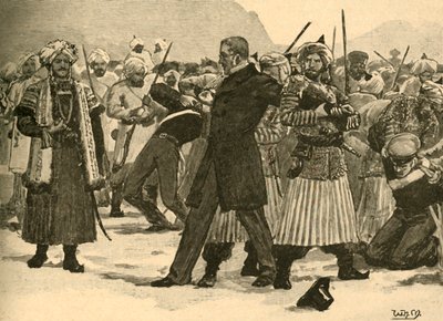Zabavení sira Williama Macnaghtena Akbarem Khanem, Afghánistán, 1841 c1890. od Unbekannt