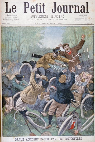 Vážná nehoda způsobená jízdními koly, Paříž, 1900 od Unbekannt