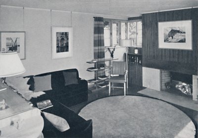Sewall Smith. Obývací pokoj ve vlastním domě architektů v Niagara Falls, N.Y., v tyrkysové, korálové od Unbekannt
