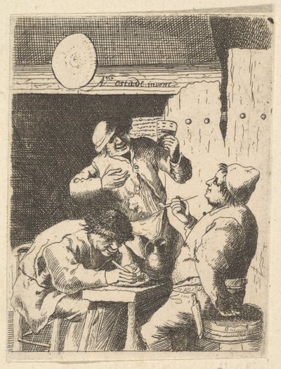 Zpěvák stojící mezi dvěma kuřáky, 1610-85. od Unbekannt