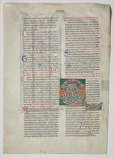 Jeden list z dekretu od Gratiana: Zdobené iniciály muže, který má syna..., c. 1160 od Unbekannt