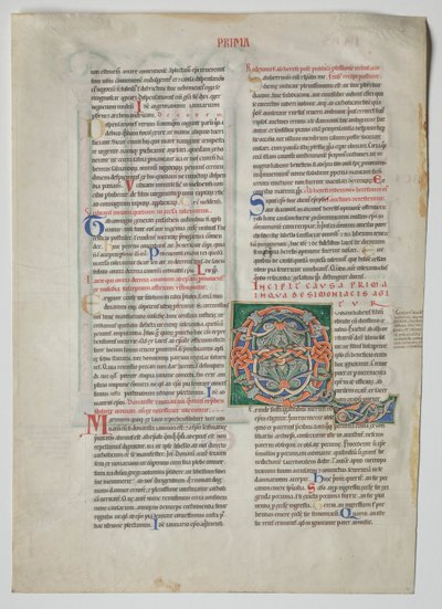 Jeden list z výnosu od Gratiana: Zdobené iniciály muže, který měl syna, c1160-1165 od Unbekannt