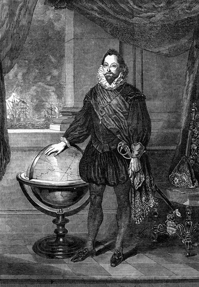 Sir Francis Drake, mořeplavec, námořník a pirát ze 16. století, 1851 od Unbekannt