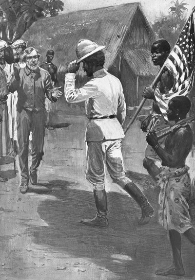 Sir Henry Morton Stanley se setkává s Davidem Livingstonem, Afrika, 1871 od Unbekannt