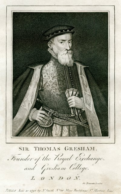 Sir Thomas Gresham, britský obchodník a finančník, 16. století 1793 od Unbekannt
