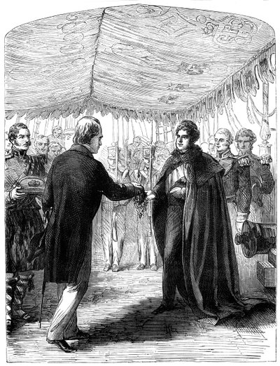 Sir Walter Scott předává kříž svatého Ondřeje králi Jiřímu IV, 1822 od Unbekannt