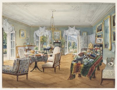Obývací pokoj na venkovském statku, 1830-1840 od Unbekannt