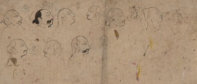 Sketch Page of Facial Studies, pravděpodobně Maharao Kishor Singh, ca. 1830. od Unbekannt