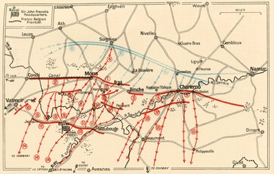 Náčrt hlavních operací poblíž Mons a Charleroi, c1914, c1920. od Unbekannt